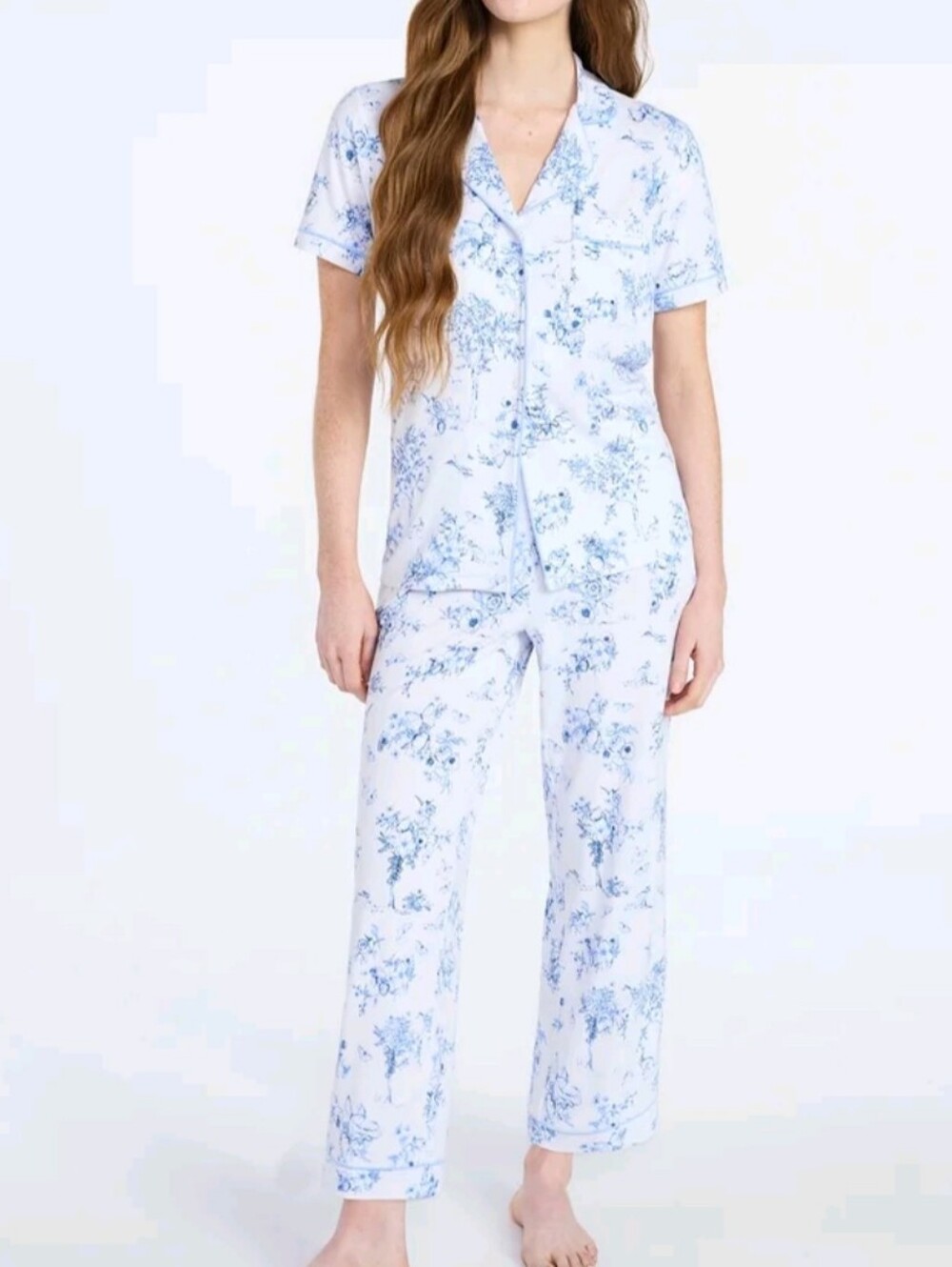 Joyspun Women's Size S (4-6) Notch Collar Top Capri Pants Pajama Set NWT Floral